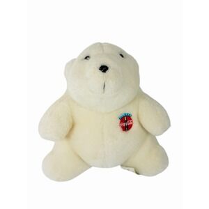 Coca-Cola Plush Polar Bear with Always Coca Cola Badge 7" 90s VTG Stuffed Animal
